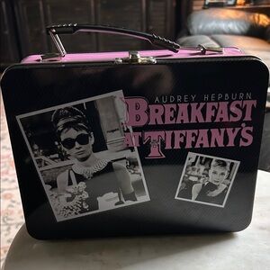 Breakfast at Tiffany's Pink and Black Tin Tote Bag